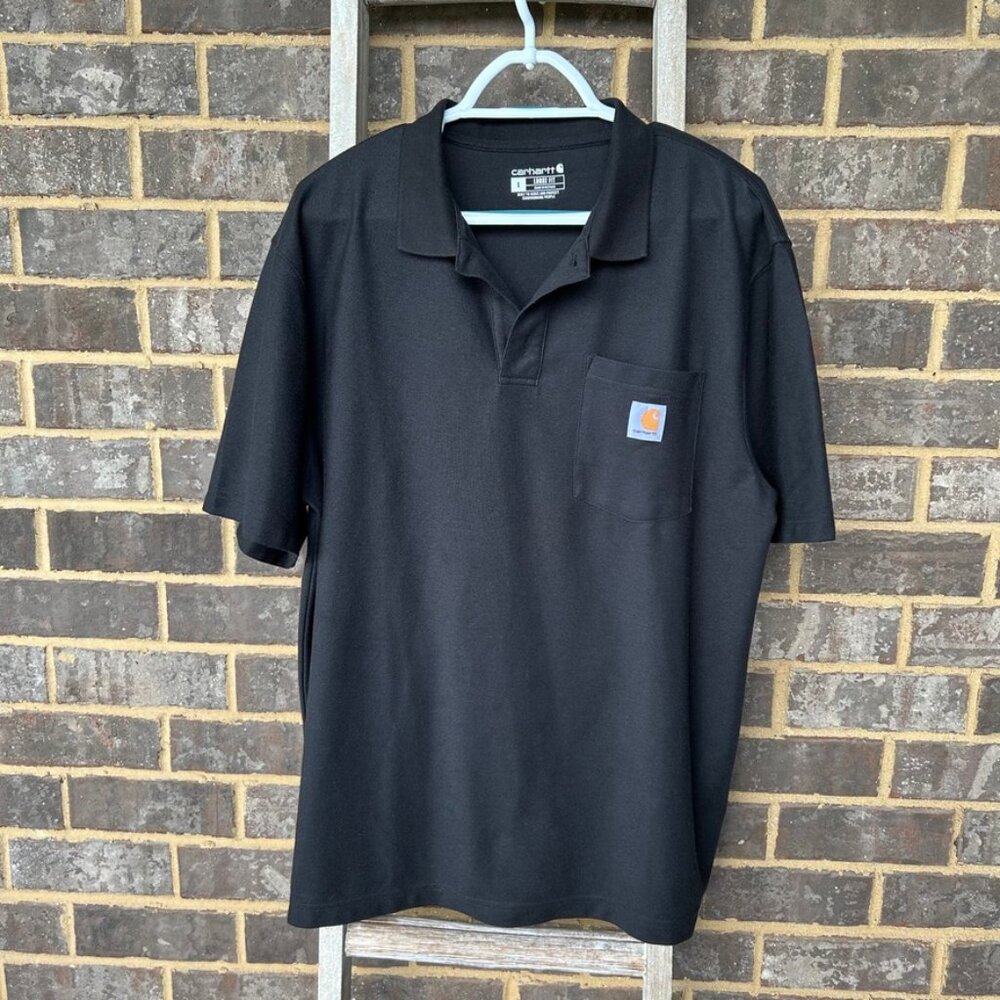 CARHARTT Men's Casual Front Pocket Polo Black Size Large